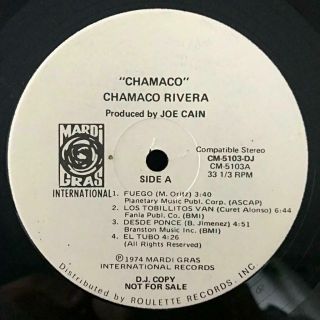 CHAMACO RIVERA Chamaco MARDI GRAS CM 5103 LP RARE SALSA PUERTO RICAN PRESS 3