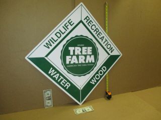 Tree Farm - - Giant Size Sign - - Diamond Shaped Metal - American Tree Farm System
