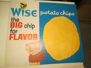 Vintage Wise Potato Chips Cardboard Advertisement Sign The Big Chip Flavor