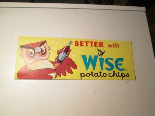 Vintage Wise Potato Chips Cardboard Advertisement Sign Better With Soda