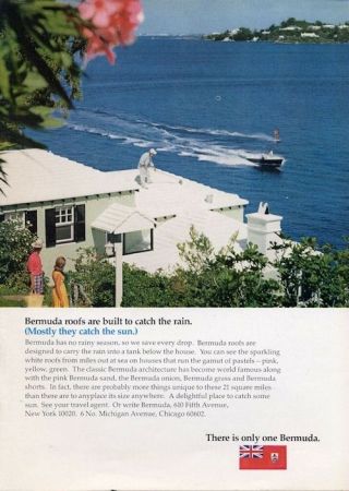 1969 Bermuda Print Ad Vacation Features Water Skiing In The Bay