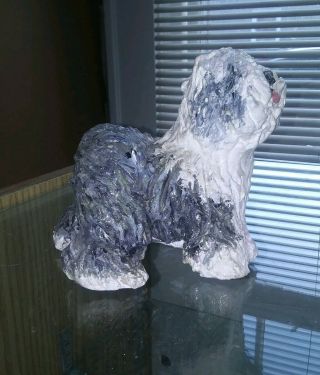 Handcarved Standing Old English Sheepdog By Barbara Wood - Oes - U.  S.  Shpg