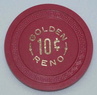1955 Golden 10¢ Casino Chip Reno Nevada Sm - Key Mold