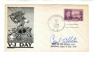 1945 V - J Day Postal Cover Cachet Signed By Paul Tibbets