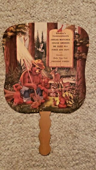 Vintage Cardboard Advertising Hand Fan,  Smokey The Bear Missouri