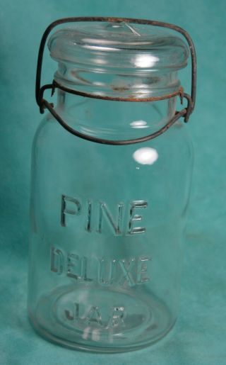 Pine Deluxe Jar Clear Quart Mason Jar Canning Fruit Wire Bail Handle Glass Lid