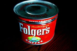 Vintage Folger ' s Coffee Can Tin with Lid 1959 Regular Grind US SHIP 2