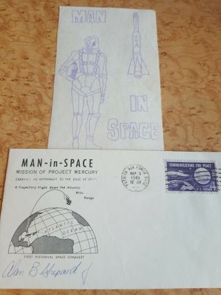 1961 Postal Cachet Cover Signed By Alan Shepard,  First American In Space