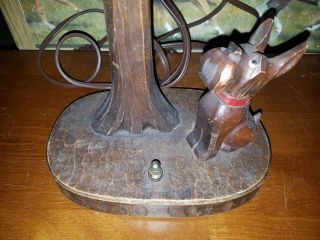 UNIQUE Vintage SCOTTY DOG Carved Wood LAMP w/ glass eyes c1950s Craftsman 3