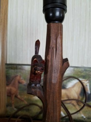 UNIQUE Vintage SCOTTY DOG Carved Wood LAMP w/ glass eyes c1950s Craftsman 4