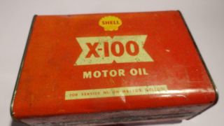 SHELL X - 100 MOTOR OIL TIN CAN CONTAINER EMPTY 1US Gallon DETERGENT OIL 3