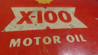 SHELL X - 100 MOTOR OIL TIN CAN CONTAINER EMPTY 1US Gallon DETERGENT OIL 4