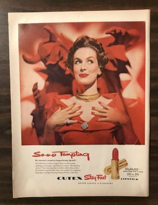 1954 Cutex Stay Fast Lipstick Print Ad Color (ph1)