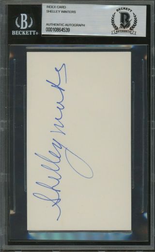 4539 Shelley Winters Signed Index Card Auto Autograph Beckett Bgs Bas