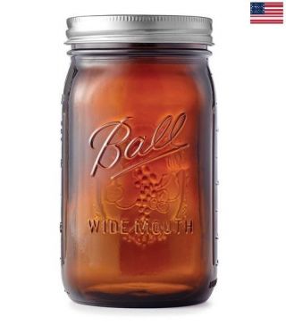 Ball Wide Mouth Quart Anti - UV Amber Glass Canning Mason Jar 32Oz Decor Jars 8 - Pk 3