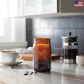 Ball Wide Mouth Quart Anti - UV Amber Glass Canning Mason Jar 32Oz Decor Jars 8 - Pk 5