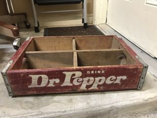 Old Vintage Wooden Red Dr.  Pepper Soda Pop Bottle Crate Carrier Box