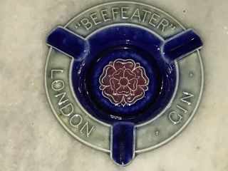 Rare Beefeater Gin Antique Stoneware Ashtray Rose Embossed 1900s Royal Doulton