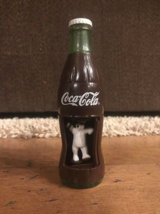 Vintage Coca Cola Coke Bottle Wind Up Toy With Rotating Polar Bear