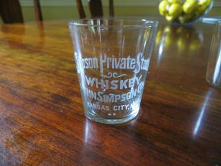 Etched Pre Pro Shot Glass Simpson Private Stock Whiskey Kansas City Mo Missouri