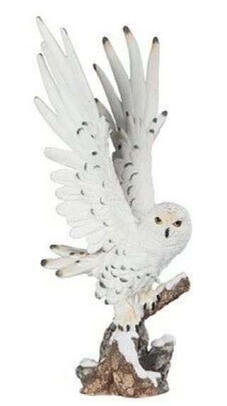 Snow Owl Figurine Wings Up Owl Statue 17 " H