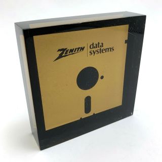 Vintage Zenith Data Systems Acrylic Floppy Disk Paperweight