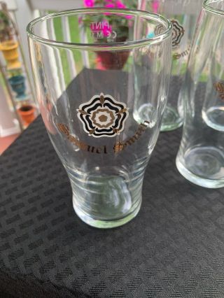 Set Of 6 SAMUEL SMITH British Craft Beer - - Pint Glass - - Flower Logo Gold,  White 6