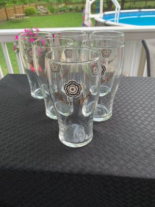 Set Of 6 SAMUEL SMITH British Craft Beer - - Pint Glass - - Flower Logo Gold,  White 7