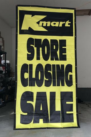 Rare Kmart Sign Store Closing Vinyl Banner With Old Logo 8 Ft.  X 4 Ft.