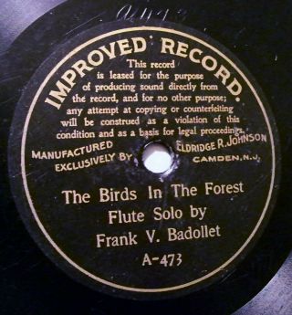 Scarce 7 " Improved (victor) A - 473 Frank V.  Badollet - Flute Solo (1900)