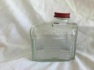 Vintage Glass Log Cabin Maple Syrup Bank Coin Slotted Lid Bottle Jar