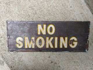Vintage No Smoking Sign Gas Oil Reflective