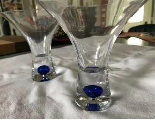 Ciroc Hand Blown Optic Vodka Martini Glass Blue Bubble