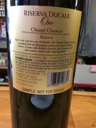 Ruffino Ducale Chianti Classico 3 L Dummy Empty Display Wine Bottle 18” 5