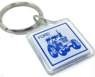 Vintage Ford Tractor Key Chain Fob Advertising Keychain Acrylic Plastic