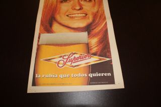 FARRAH FAWCETT Charlie ' s Angels 1975 SUPERIOR Mexican Beer POSTER Cheesecake 3