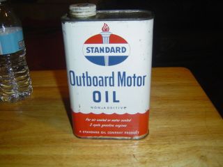 Standard Outboard 2 Cycle Motor Oil Can Vintage 1 Qt Motorcycle Boat Saw Mower