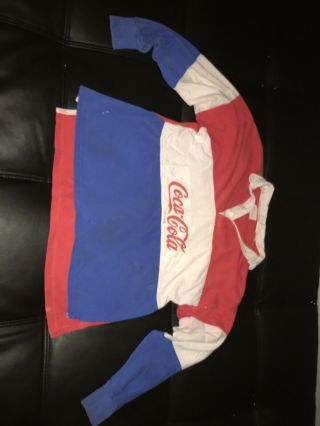 Vintage Coca - Cola Long Sleeve Rugby Shirt Red/white/blue M