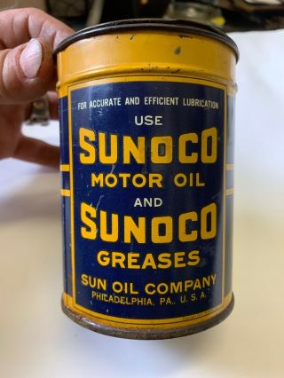 1931 Sunoco One Pound Water Pump Grease Can Sun Oil Co.