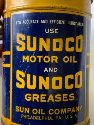 1931 Sunoco One Pound Water Pump Grease Can Sun Oil Co. 8