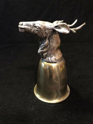 Vtg Hunting Stirrup Cup Figural Stag Deer Head Made In Italy Mm Brass Sp Goblet