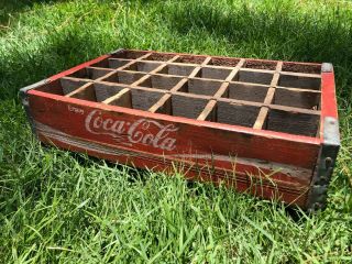 Authentic Vintage Wooden " Enjoy Coca - Cola " 24 Bottle,  Red,  Old Coke Crate,  1974