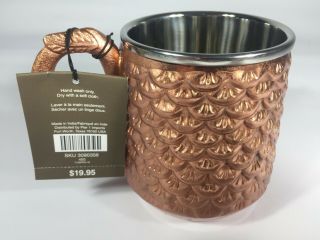 Pier 1 Imports Godinger Hammered Moscow Mule Owl Mug,  Stainless Steel,  Copper 2