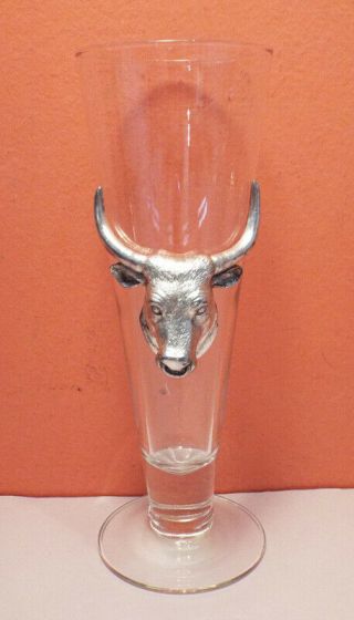 Arthur Court Bull Pilsner Beer Glass 2 Available Western Metal Longhorn Steer