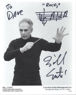 Bill Conti Hand Signed 8x10 Photo,  Great Composer,  Conductor To Dave