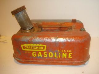 Vintage 1960s Metal Red Craftsman Boat,  Chainsaw 1 1/4 Gallon Gas Can