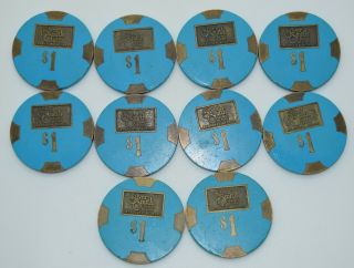 Set Of 10 Silver Smith $1 Casino Chips Wendover Nevada Pmsc Brass 1980