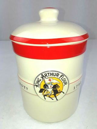 King Arthur Flour Ceramic 1qt Canister Crock Style Advertising Jar Container