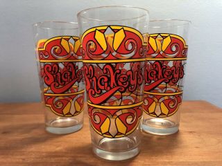 1970’s Collectible Shakey’s Pizza Drink Glasses (3) Groovy