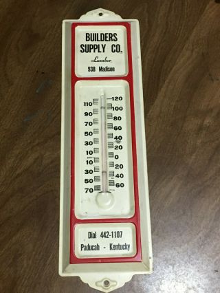 Vintage Metal Thermometer - Advertise Builders Supply Lumber Madison Paducah Ky